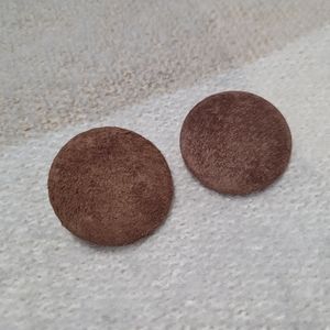 Vintage Suede Button Style Earrings